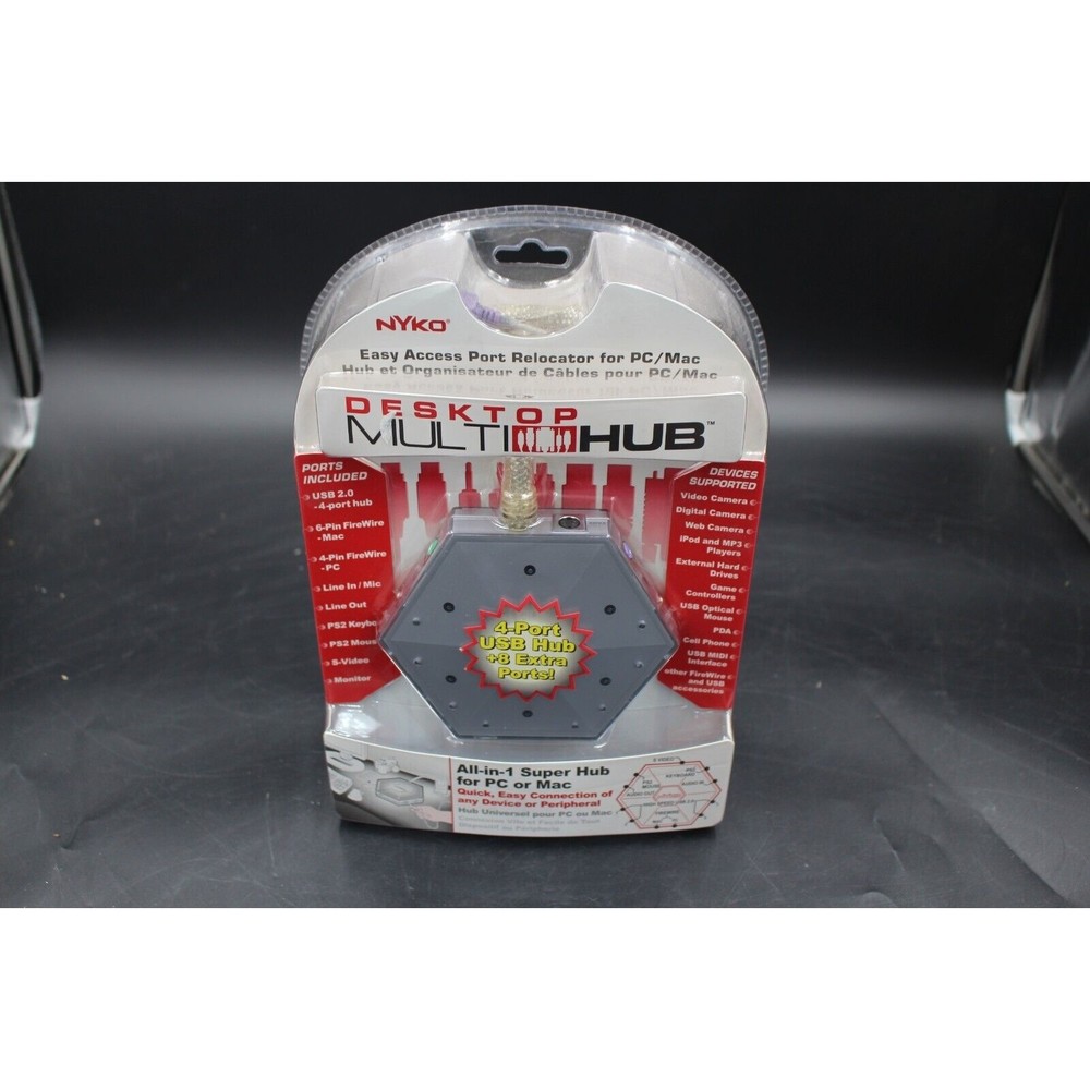 Sealed in Clamshell NYKO Desktop All-In-1 Super Hub USB For PC or MAC Multi Hub